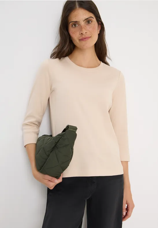 Geripptes Strickoberteil mit 3/4 Ärmeln
