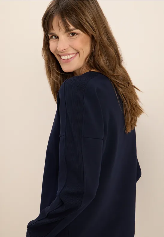 Langarmshirt mit Rippärmel-Detail