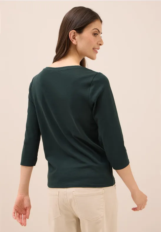 Damen Basic V-Ausschnitt 3/4 Arm Shirt