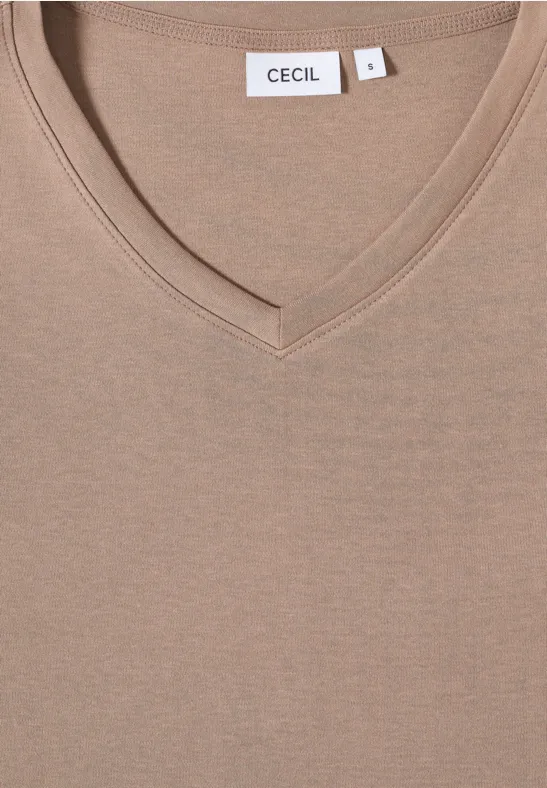 Basic V-Ausschnitt 3/4-Ärmel T-Shirt