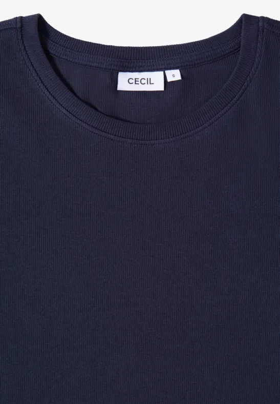 Basic Ripp T-Shirt mit Rundhalsausschnitt