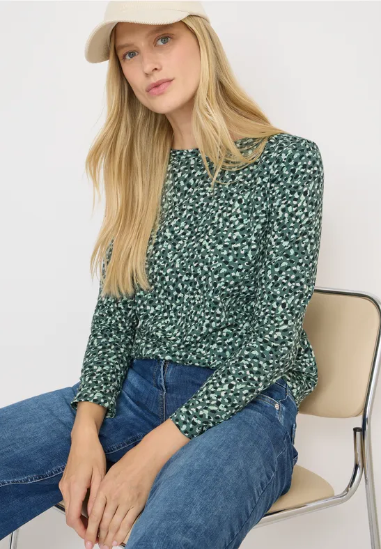 Langarmshirt mit Muster in Grün