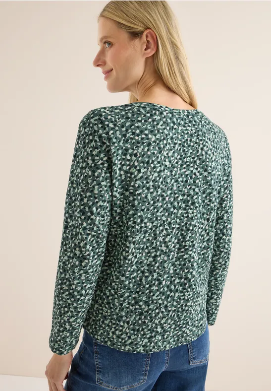 Langarmshirt mit Muster in Grün