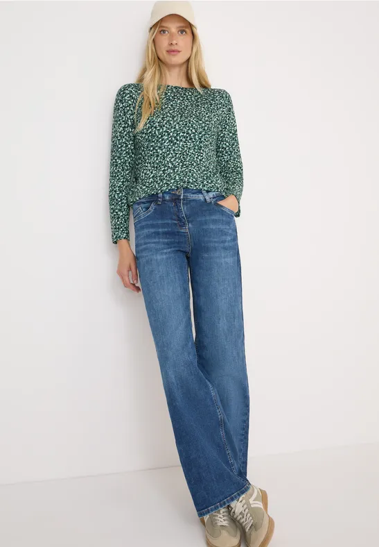 Langarmshirt mit Muster in Grün