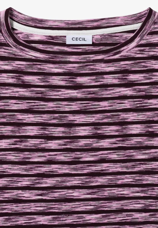 Gestreiftes Ripp-Shirt mit 3/4-Ärmeln