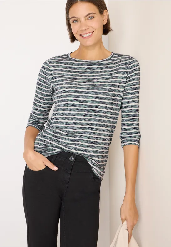 Gestreiftes 3/4-Arm T-Shirt