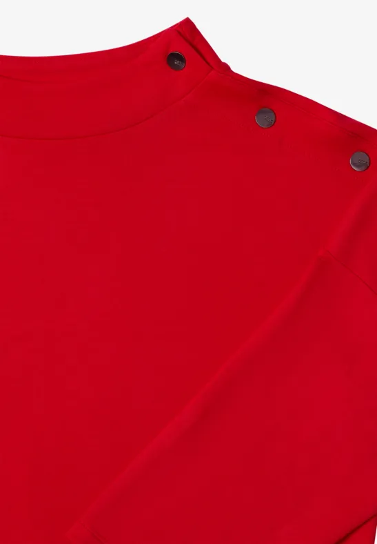 Rotes Shirt mit Kragen und Knopfdetails