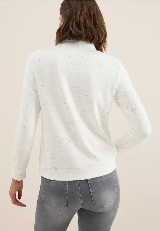 Damen Strukturshirt mit Troyer und Reißverschluss