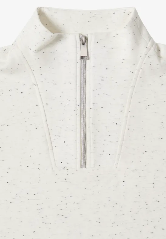 Damen Strukturshirt mit Troyer und Reißverschluss