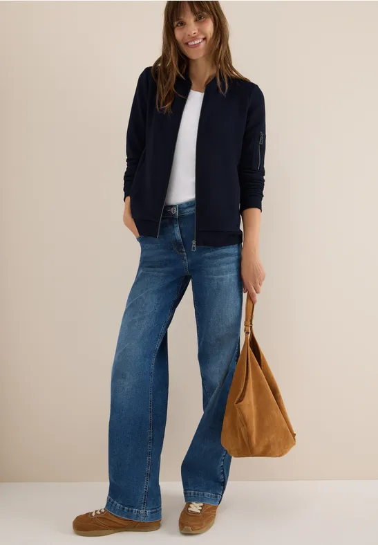 Damen Blouson Jacke mit Strukturstrick