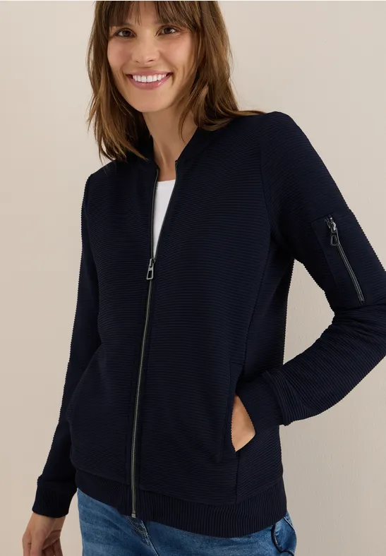 Damen Blouson Jacke mit Strukturstrick
