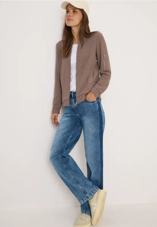 Strukturierte Ottoman Strick Blouson Jacke
