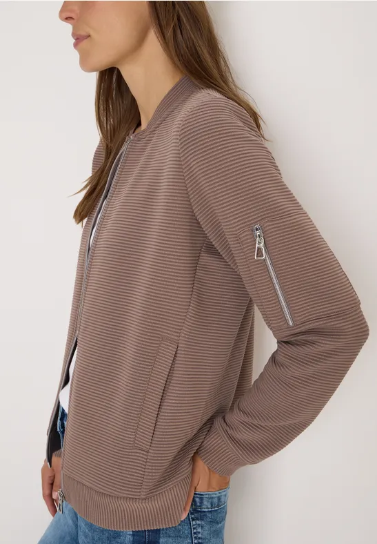 Strukturierte Ottoman Strick Blouson Jacke