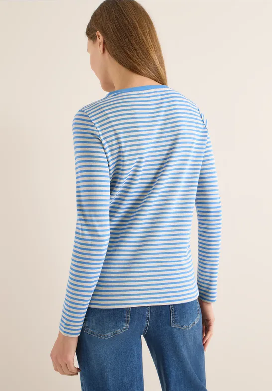 Gestreiftes 3/4-Ärmel-Shirt mit U-Boot-Ausschnitt
