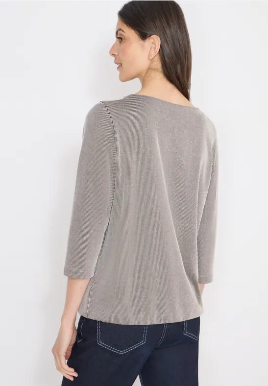 Gestreiftes Langarmshirt mit U-Boot-Ausschnitt