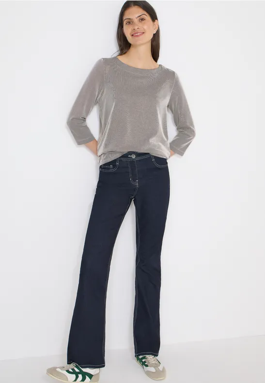Gestreiftes Langarmshirt mit U-Boot-Ausschnitt