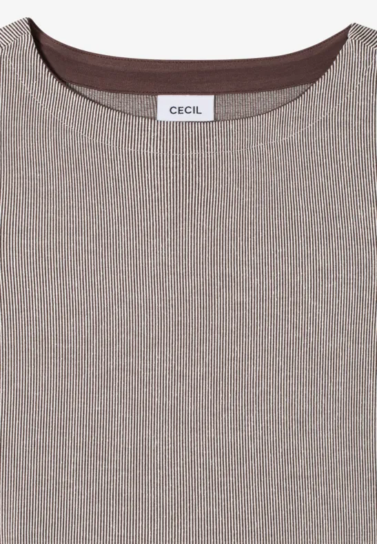 Gestreiftes Langarmshirt mit U-Boot-Ausschnitt