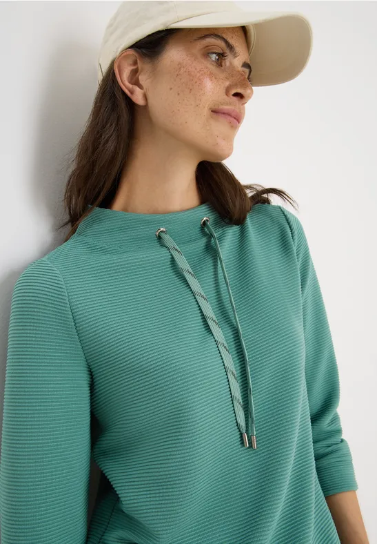 Strukturiertes Ottoman Strick Funnel Neck Top