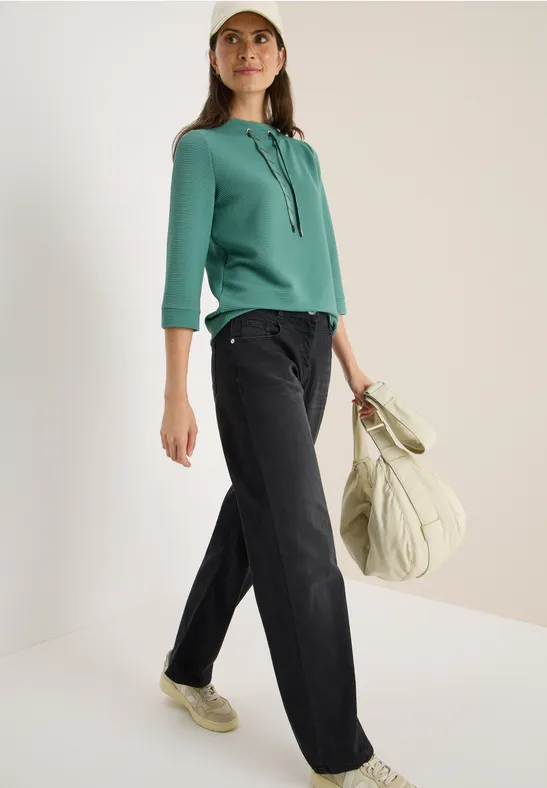 Strukturiertes Ottoman Strick Funnel Neck Top