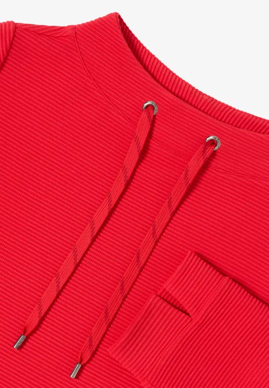 Strukturiertes Ottoman Strickoberteil mit Trichterkragen