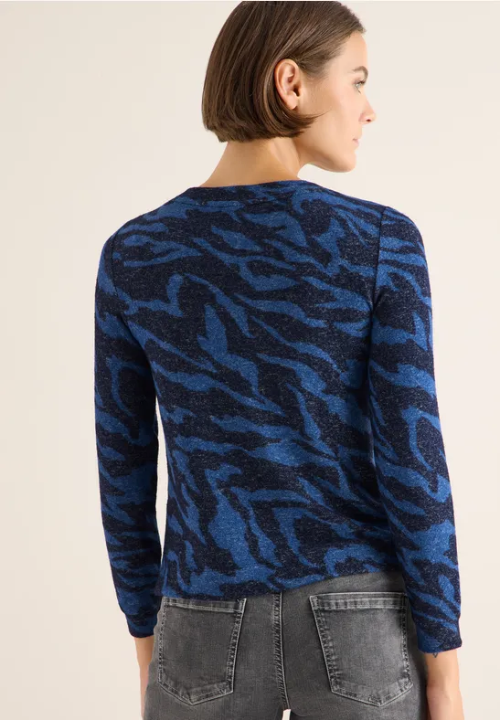 Strickoberteil mit Animal-Print