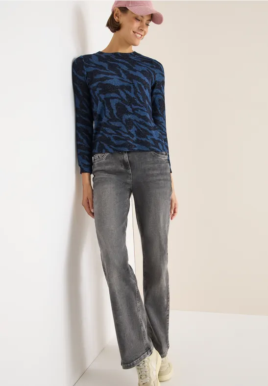 Strickoberteil mit Animal-Print