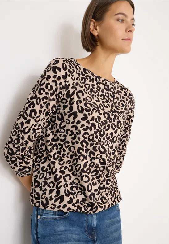 Shirt mit Animalprint und 3/4 Ärmeln