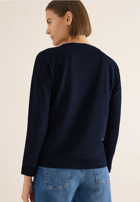 Marineblaues Sweatshirt mit Grafikprint