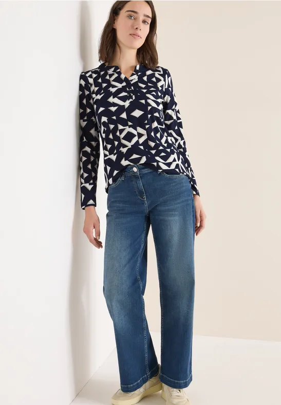 Langärmliges Tunika-Shirt mit geometrischem Print