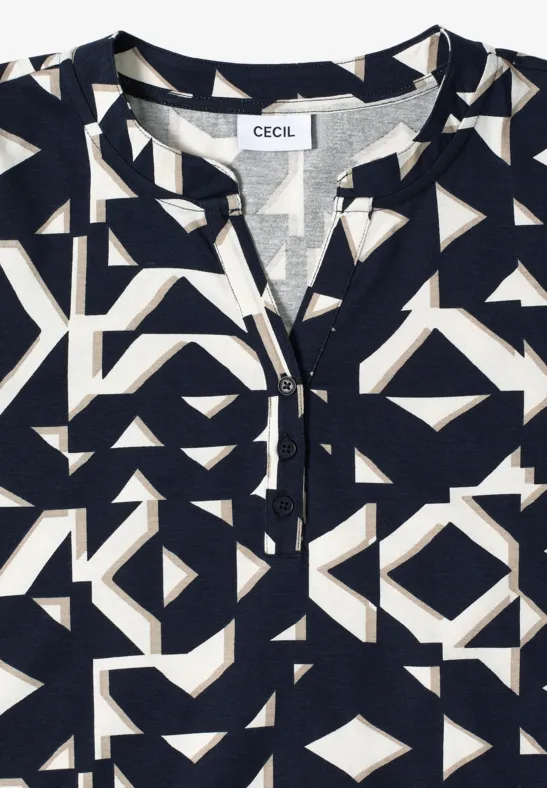 Langärmliges Tunika-Shirt mit geometrischem Print