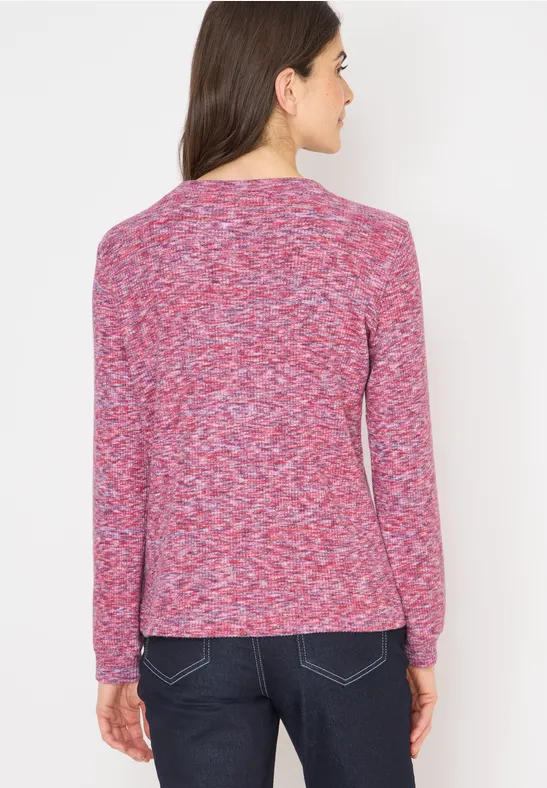 Geripptes Melange Langarmshirt