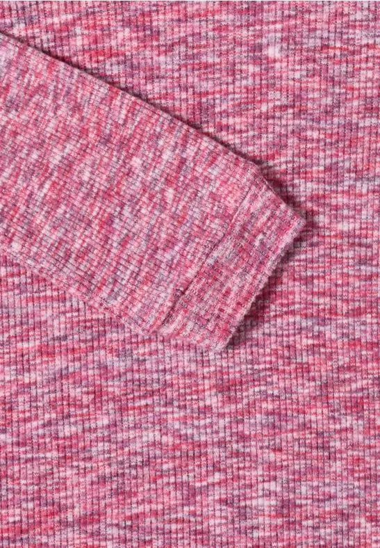 Geripptes Melange Langarmshirt