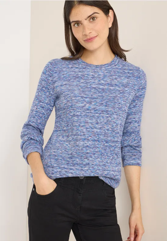 Weiches Mélange Rippstrickoberteil