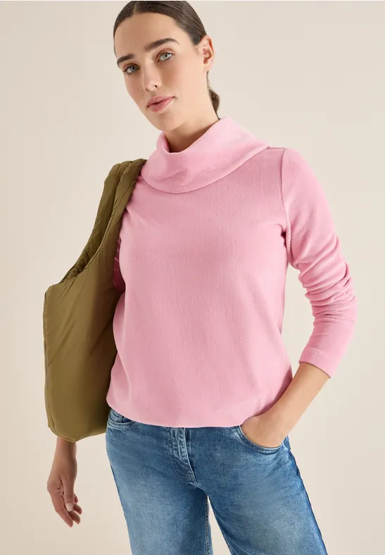 Lässiges Cord-Shirt mit Wasserfallkragen