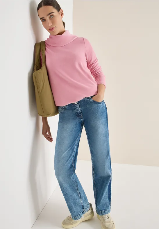 Lässiges Cord-Shirt mit Wasserfallkragen