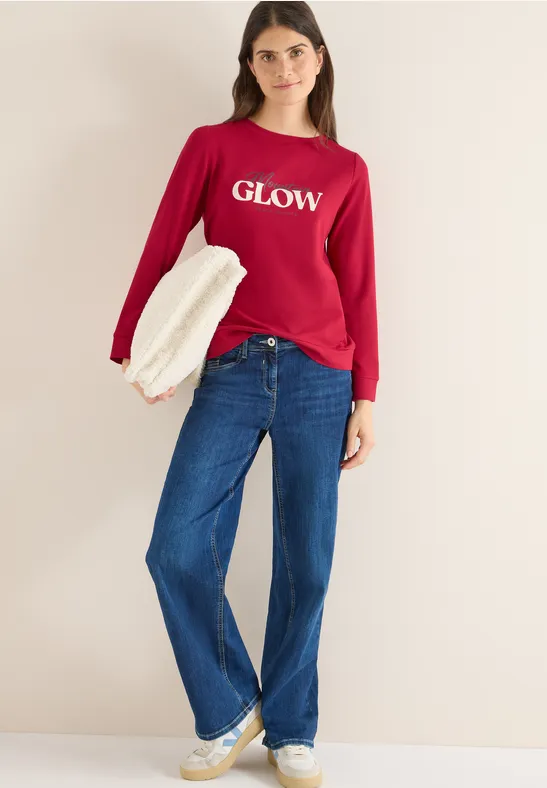 Locker geschnittenes Langarmshirt mit Grafik