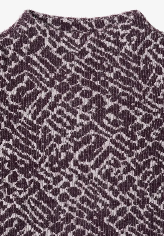 Jacquard-Strickoberteil mit Trichterkragen