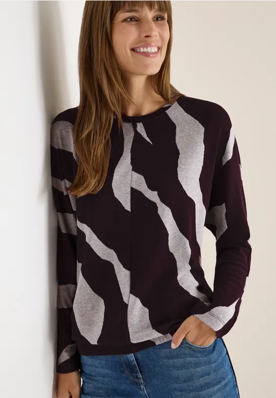 Graphisches Jacquard-Shirt mit Melange-Effekt