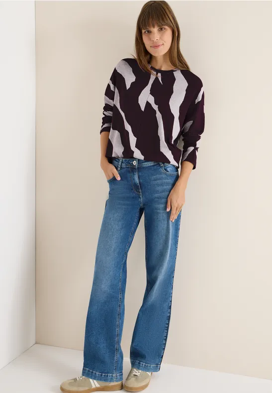 Graphisches Jacquard-Shirt mit Melange-Effekt