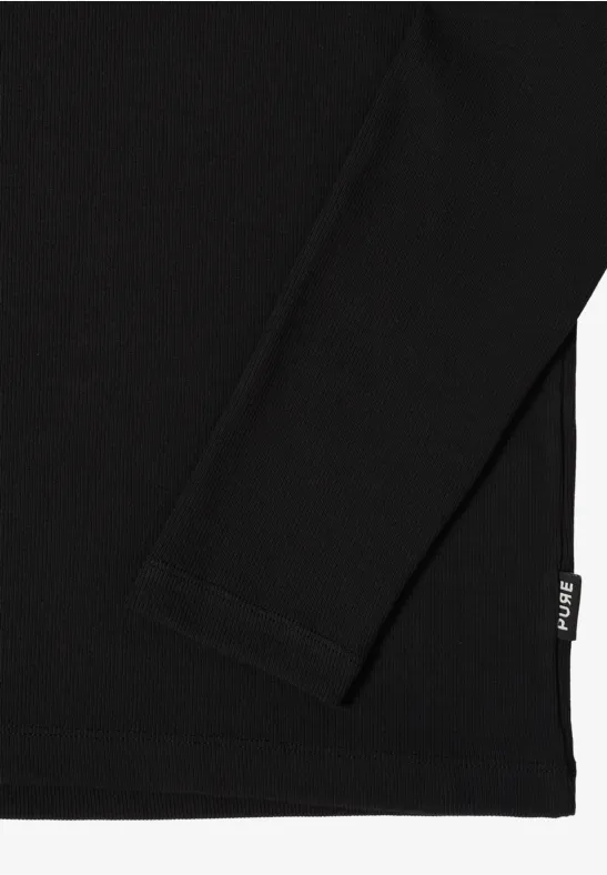 Geripptes Rollkragen Langarmshirt