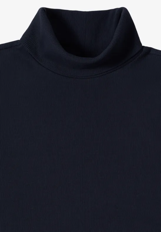 Geripptes Rollkragen Langarmshirt