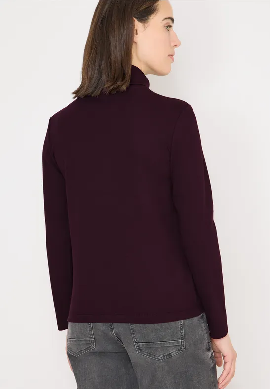 Geripptes Langarmshirt mit Rollkragen