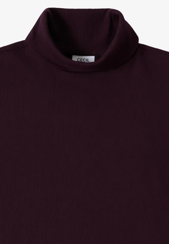 Geripptes Langarmshirt mit Rollkragen