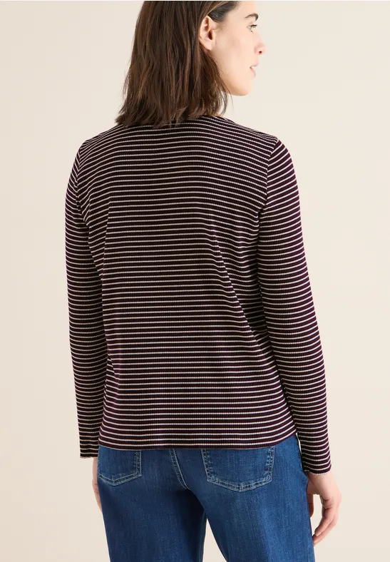 Gestreiftes, geripptes Langarmshirt
