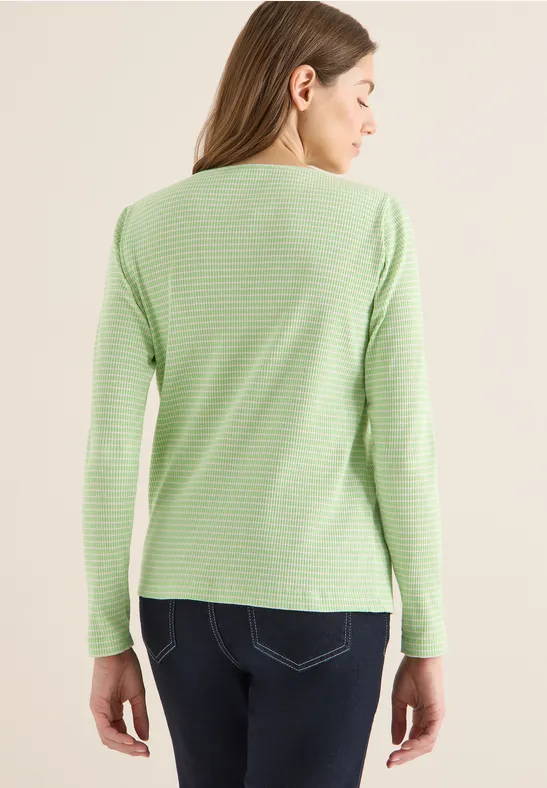 Gestreiftes Langarmshirt in Grün