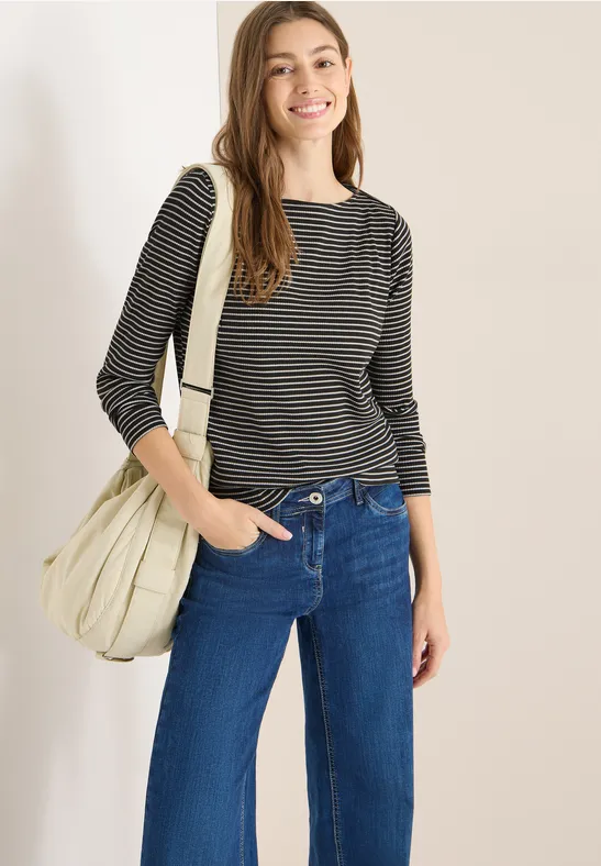 Gestreiftes Langarmshirt in Grün