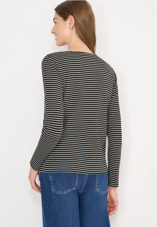 Gestreiftes Langarmshirt in Grün