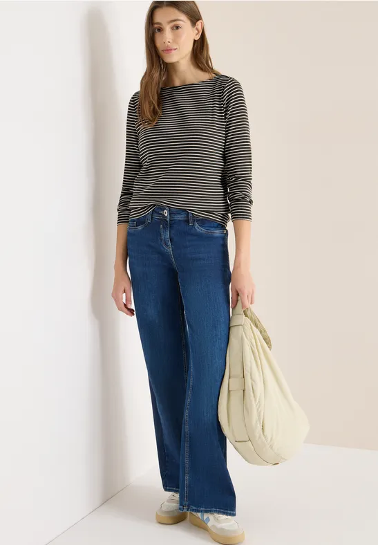 Gestreiftes Langarmshirt in Grün