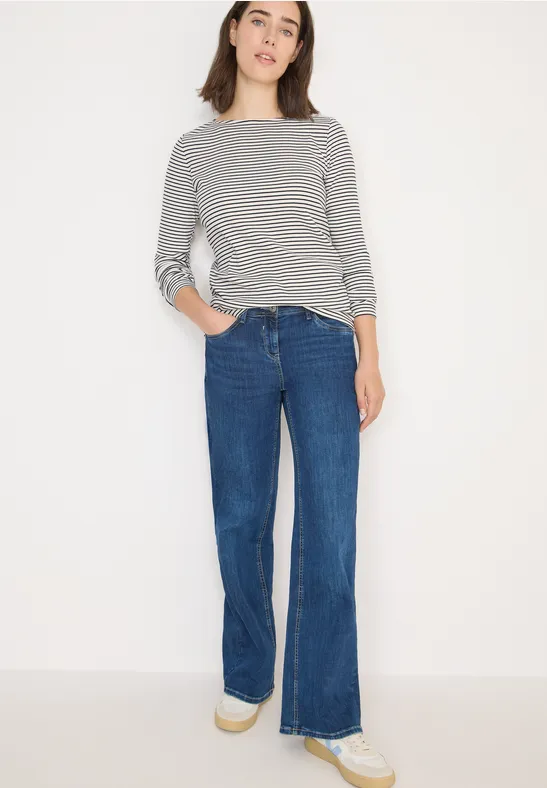 Gestreiftes Langarmshirt mit Rippstruktur