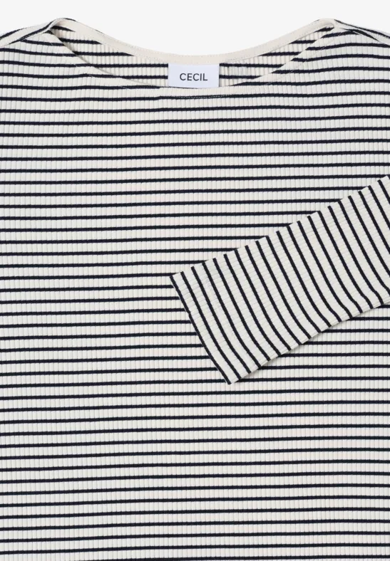 Gestreiftes Langarmshirt mit Rippstruktur